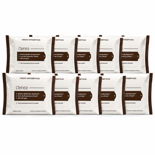 Kit promocional com 10 pacotes de Clenea Antisséptico