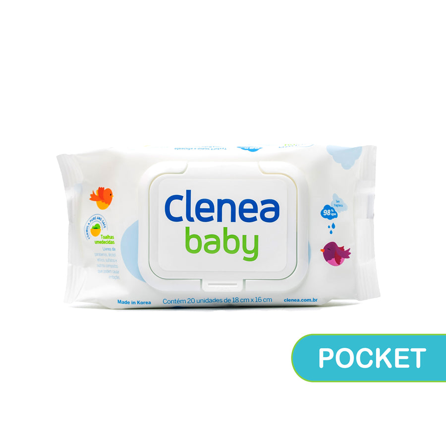Clenea Baby - Pocket, Sem fragrância, 20 toalhinhas